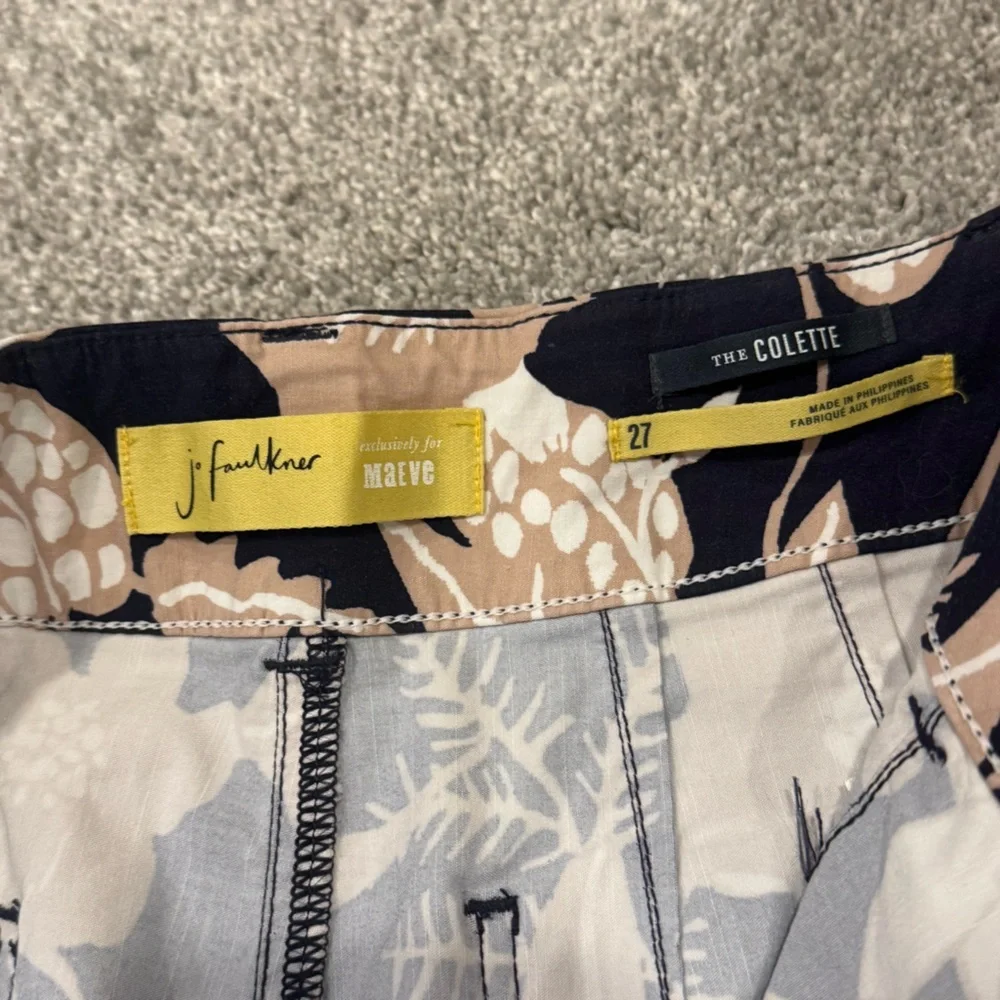 Anthropologie Maeve Colette Jo Faulkner Wide-Leg Cropped Floral Navy Pant 27 - Picture 5 of 11